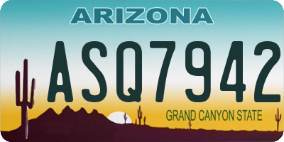 AZ license plate ASQ7942