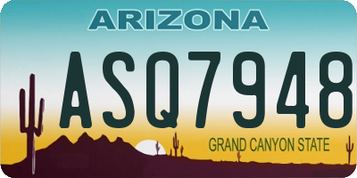 AZ license plate ASQ7948