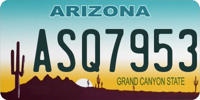 AZ license plate ASQ7953