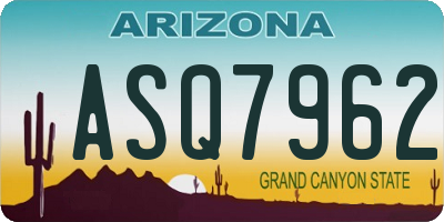 AZ license plate ASQ7962