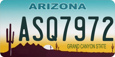 AZ license plate ASQ7972