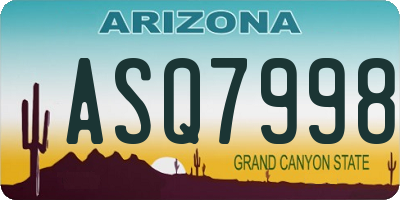 AZ license plate ASQ7998