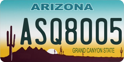 AZ license plate ASQ8005