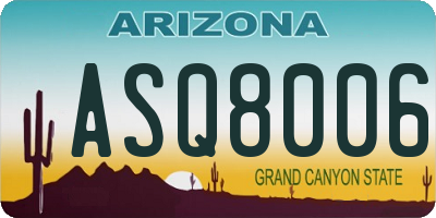AZ license plate ASQ8006