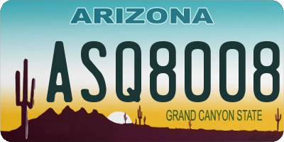 AZ license plate ASQ8008