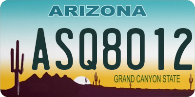 AZ license plate ASQ8012