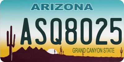 AZ license plate ASQ8025