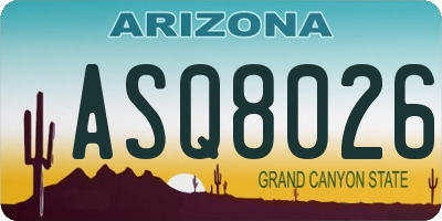 AZ license plate ASQ8026