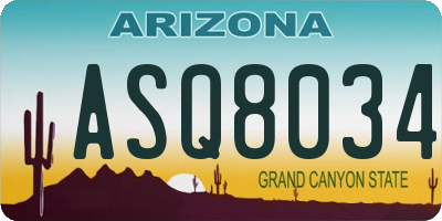 AZ license plate ASQ8034