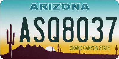 AZ license plate ASQ8037