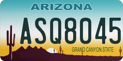 AZ license plate ASQ8045