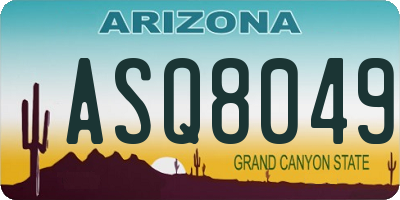 AZ license plate ASQ8049