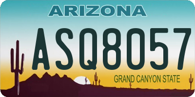 AZ license plate ASQ8057