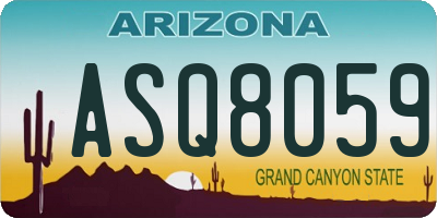 AZ license plate ASQ8059