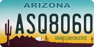 AZ license plate ASQ8060