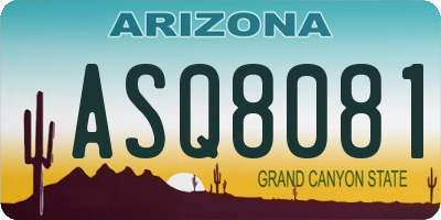 AZ license plate ASQ8081