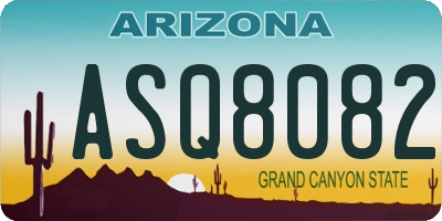 AZ license plate ASQ8082