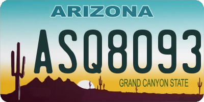 AZ license plate ASQ8093
