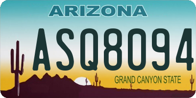 AZ license plate ASQ8094