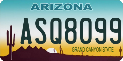 AZ license plate ASQ8099