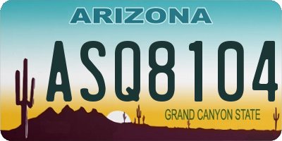 AZ license plate ASQ8104