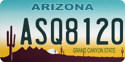 AZ license plate ASQ8120