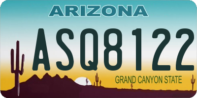 AZ license plate ASQ8122