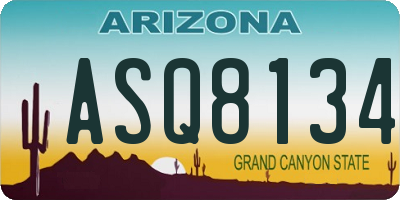 AZ license plate ASQ8134
