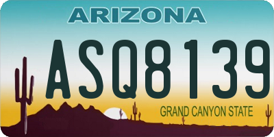 AZ license plate ASQ8139