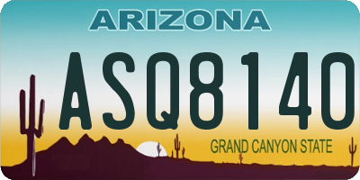 AZ license plate ASQ8140