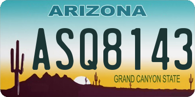 AZ license plate ASQ8143
