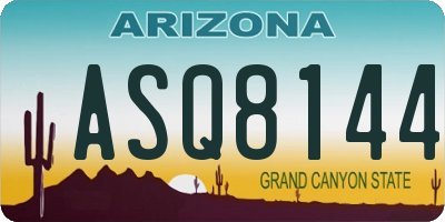 AZ license plate ASQ8144