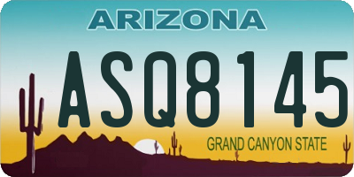AZ license plate ASQ8145