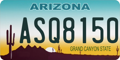 AZ license plate ASQ8150