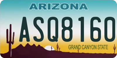 AZ license plate ASQ8160