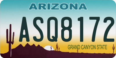 AZ license plate ASQ8172