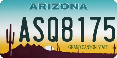 AZ license plate ASQ8175
