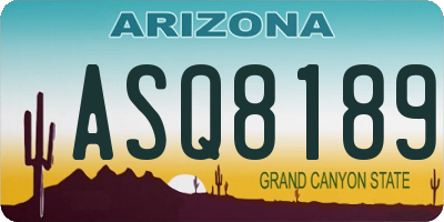AZ license plate ASQ8189