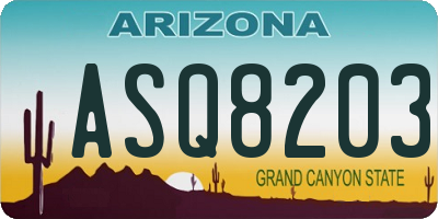 AZ license plate ASQ8203