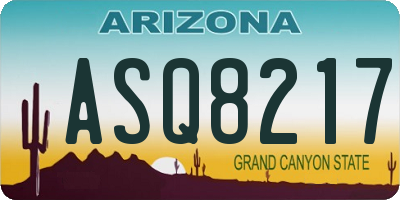 AZ license plate ASQ8217