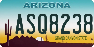 AZ license plate ASQ8238
