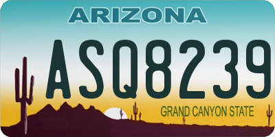 AZ license plate ASQ8239
