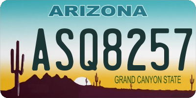 AZ license plate ASQ8257
