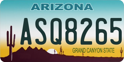 AZ license plate ASQ8265