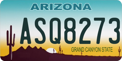 AZ license plate ASQ8273