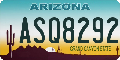 AZ license plate ASQ8292