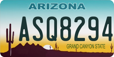 AZ license plate ASQ8294