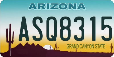AZ license plate ASQ8315
