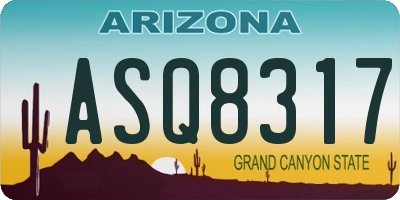 AZ license plate ASQ8317