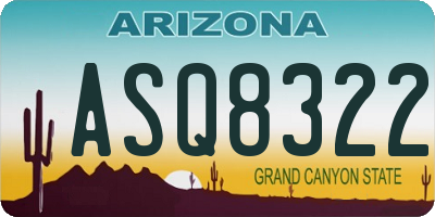 AZ license plate ASQ8322